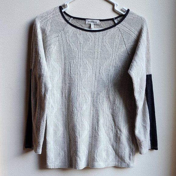 Monteau Light Gray/Black Scoop Neck Sweater Size Small - Picture 8 of 16